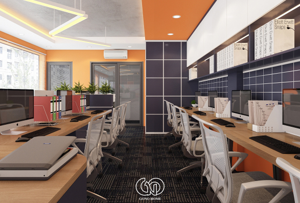 Nội Thất Văn Phòng Hiện Đại Tone Cam Năng Động